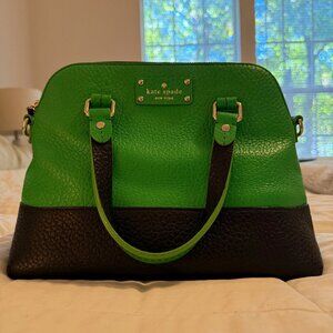 Kate Spade Grove Court Maise Green and Navy Pebbled Leather Satchel